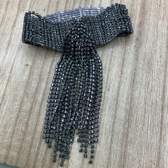 Banana Republic Fringe Gun Metal Rhinestone Bracelet - Picture 5 of 10